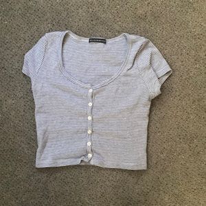 Brandy Melville Striped Zelly Button Up Top